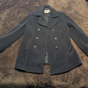 Charles Klein Women's Double-Breasted Black Peacoat Size 8 Small